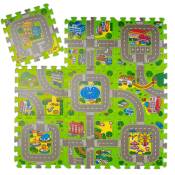 Relaxdays - Tapis circuit, 9 pièces de puzzle, pour enfants & bébés, sans polluants, mousse eva, 90 x 90 cm, coloré