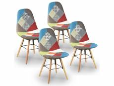 Retro - lot de 4 chaises scandinaves patchwork