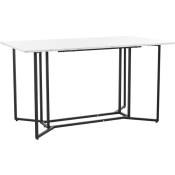 Table à manger 140 x 80 cm - structure en métal - plateau en mdf à motif de marbre - Doré & Noir