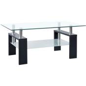 Table basse Noir et transparent 95x55x40 cm Verre trempé