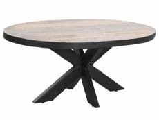 Table basse ovale en bois de manguier , métal coloris