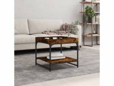 Table basse style moderne - table d'appoint chêne fumé 49,5x49,5x45 cm bois d'ingénierie meuble pro frco54203