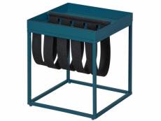 Table d'appoint carrée / porte-revue en métal coloris bleu / noir - l.35 x h.40 x p.35 cm -pegane- PEGANE