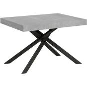 Table extensible 120X80/204cm Karida Gris Béton cadre Anthracite
