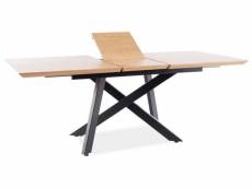 Table extensible en bois - beige - pieds en métal noir - 10 couverts - h 76 cm x p 90 cm x l 160 cm