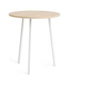 Table ronde en chêne et acier blanc 90cm Loop Stand - Hay
