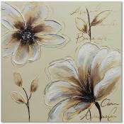 Tableau bois fleurs 6 - 20 x 20 cm - Marron