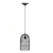 The Home Deco Factory - Suspension luminaire en métal filaire Cage - Diam. 20 cm - Diam. 20 x 30 - Noir