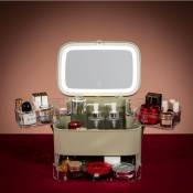 Universal Boîte de rangement de cosmétiques avec miroir Lumière LED Boîte de cosmétiques de bureau Tiroir anti-poussière Cosmétiqu