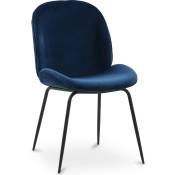 Velvet Style - Chaise de salle à manger - Tapissée de velours - Rétro - Elias Bleu foncé - Métal, Bois, Velours - Bleu foncé