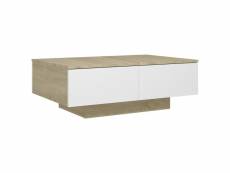 Vidaxl table basse blanc et chêne sonoma 90x60x31