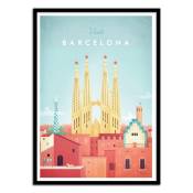 Affiche 50x70 cm et cadre noir - Visit Barcelona -