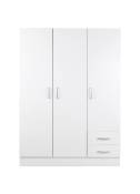 Armoire 3 portes effet bois blanc 175x50 cm