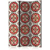 Artgeist - Paravent Design Oriental Rouge et Noir à 3 Panneaux - Blanc et Rouge - Blanc et Rouge