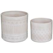 Atmosphera - Set de 2 pots Carmen céramique blanc