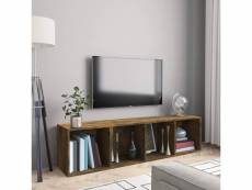 Bibliothèque|meuble tv meuble de rangement | meuble étagère chêne fumé 143x30x36cm bois d'ingénierie meuble pro frco36943
