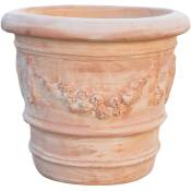 Biscottini - Vase festonné en terre cuite 50X44 cm Jardinière d'extérieur Made in Italy Vases décoratifs antigel
