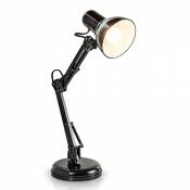 B.K.Licht lampe de bureau LED rétro, lampe de table LED, lampe de chevet métal avec articulation, lampe de lecture, éclairage LED halogène, E14, sans 