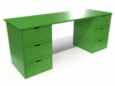Bureau long en bois 6 tiroirs cube vert BUR6T-VE