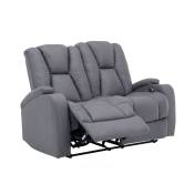 Canapé 2 places relax électrique en tissu microfibre gris el clarence - gris