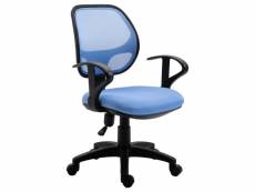Chaise de bureau enfant cool fauteuil pivotant et ergonomique avec accoudoirs siège à roulettes et hauteur réglable, mesh bleu clair