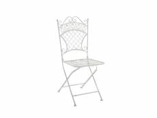 Chaise de jardin pliable en fer forgé blanc vieilli