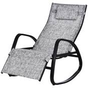 Chaise longue bascule pliable dossier inclinable métal textilène gris