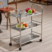 Chariot de cuisine Trolley Trolley de cuisine en acier inoxydable 3 Niveaux Chariot de Service 613675cm - Sifree