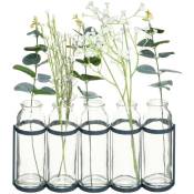 Composition de 5 soliflores - plantes artificielles - vases en verre - H36 cm Atmosphera créateur d'intérieur - Bleu pétrole