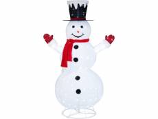 Costway bonhomme de neige de noël artificiel illuminé de 180cm, décoration de noël dépliable pré-éclairé avec 200 lumières led blanc froid, piquets, p