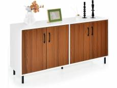 Costway buffet meuble de rangement avec étagère réglable & poignées pratiques, armoire de rangement, 148 x 40 x 75,5 cm (double)