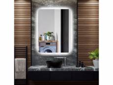 Costway miroir mural à led 80 x 60 cm anti-buée, miroir de salle de bain IP44 3000-6000k, 3 couleurs de lumière réglables, luminosité réglable 20-100%