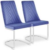 Cotecosy - Lot de 2 chaises design Mistigri Velours Bleu - Bleu