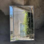 Decoclico Factory - Miroir Art Déco en métal finition zinc - 130 x 90 cm - Wallis - intérieur/extéri - Gris