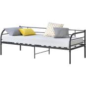 [en.casa] - Canapé / chambre à coucher 90x200 cm Structure en acier noir opaque