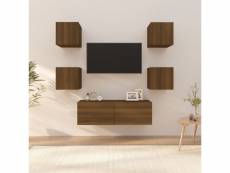 Ensemble de meubles tv design et moderne muraux chêne marron bois d'ingénierie