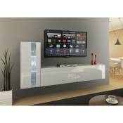 Ensemble meuble tv concept 45-45-HG-W-2-1B blanc brillant 219 cm
