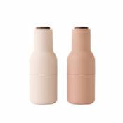 Ensemble moulins sel & poivre Bottle / Set de 2 - Silicone soft touch - Menu rose en plastique