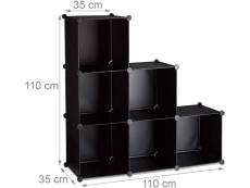 Étagère escalier 6 compartiments meuble bibliothèque séparation noir helloshop26 13_0001140_2