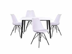 Gram - ensemble table noire et blanche + 4 chaises