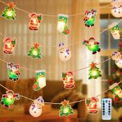 Guirlande lumineuse de Noël avec télécommande, 3 m, 20 LED, bonhomme de neige, arbre de Noël, guirlande lumineuse étanche, fonctionne à piles pour