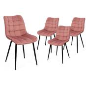 Idmarket - Lot de 4 chaises mady en velours rose pastel