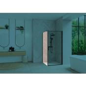Kinedo - Paroi de douche fixe smart Design largeur 1,20 hauteur 2,05m montage en angle avec porte pivotante profilé noir verre transparent