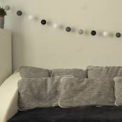 K&l Wall Art - Cotton Ball Lights Guirlande lumineuse led noir gris 20 boules veilleuse chambre à coucher - gris