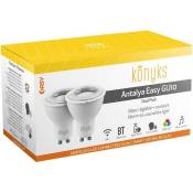 Konyks Antalya Easy GU10 Dual Pack - 2 Ampoules connectées Wi-Fi + Bluetooth, GU10, Couleurs RGB + Blanc réglable, 5W