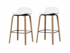 Kosmi - lot de 2 tabourets style scandinave assise blanche, pieds en métal - hauteur d'assise 76cm