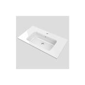 Lavabo en résine à charge mirérale pour meuble de salle de bains solid surface Blanc 81X46CM
