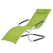 Les Tendances - Chaise longue textilène vert et métal gris Lensar