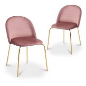 Lot de 2 chaises design en velours rose KENNETH - rose