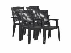 Lot de 4 chaises de jardin empilables en résine coloris gris - longueur 59 x profondeur 60 x hauteur 87 cm